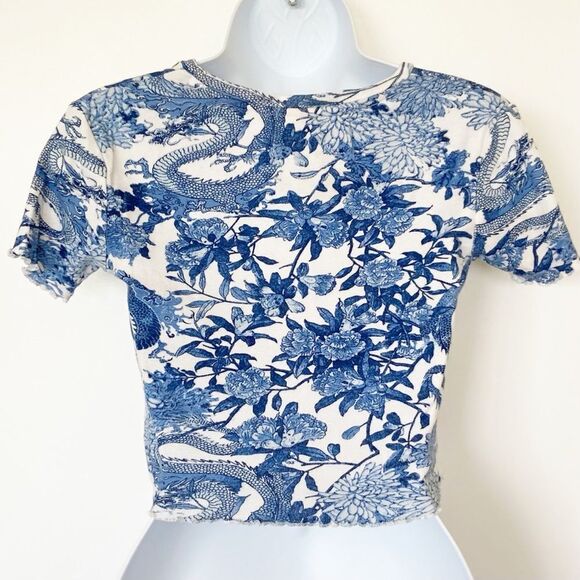 Castro Blue Dragon Cropped Tee | Size S | Y2K Tattoo Print - Picture 5 of 7